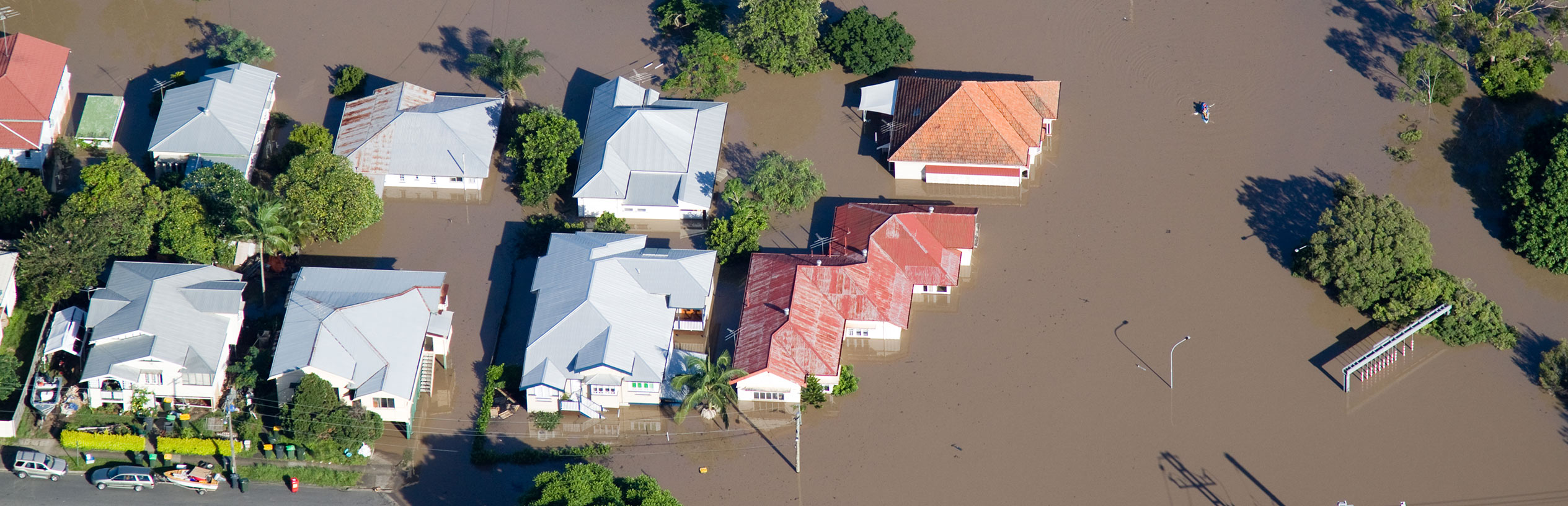 Flooded town - birds eye view